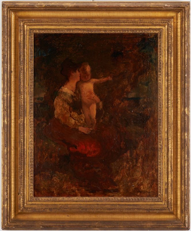 Lot 176: Robert Loftin Newman Exhibited Painting, "Mother and Child"