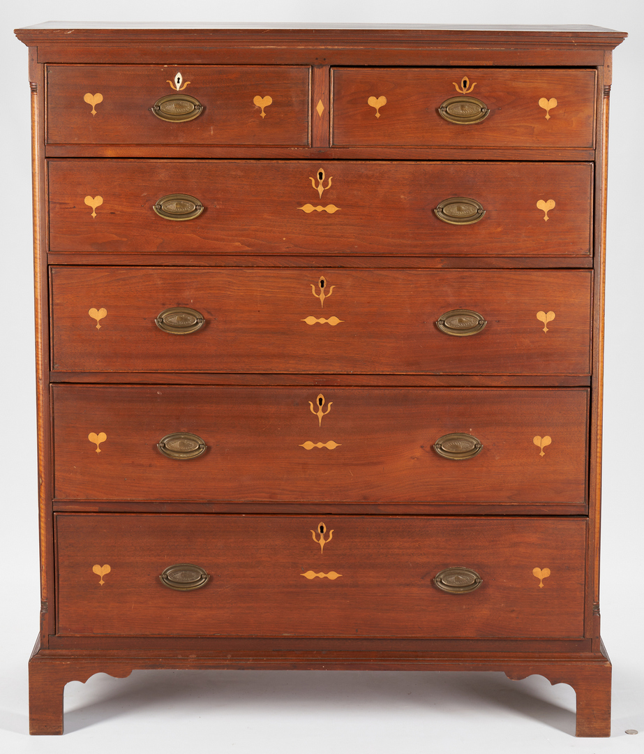 Lot 192: Heart Inlaid Chest of Drawers, poss. Virginia