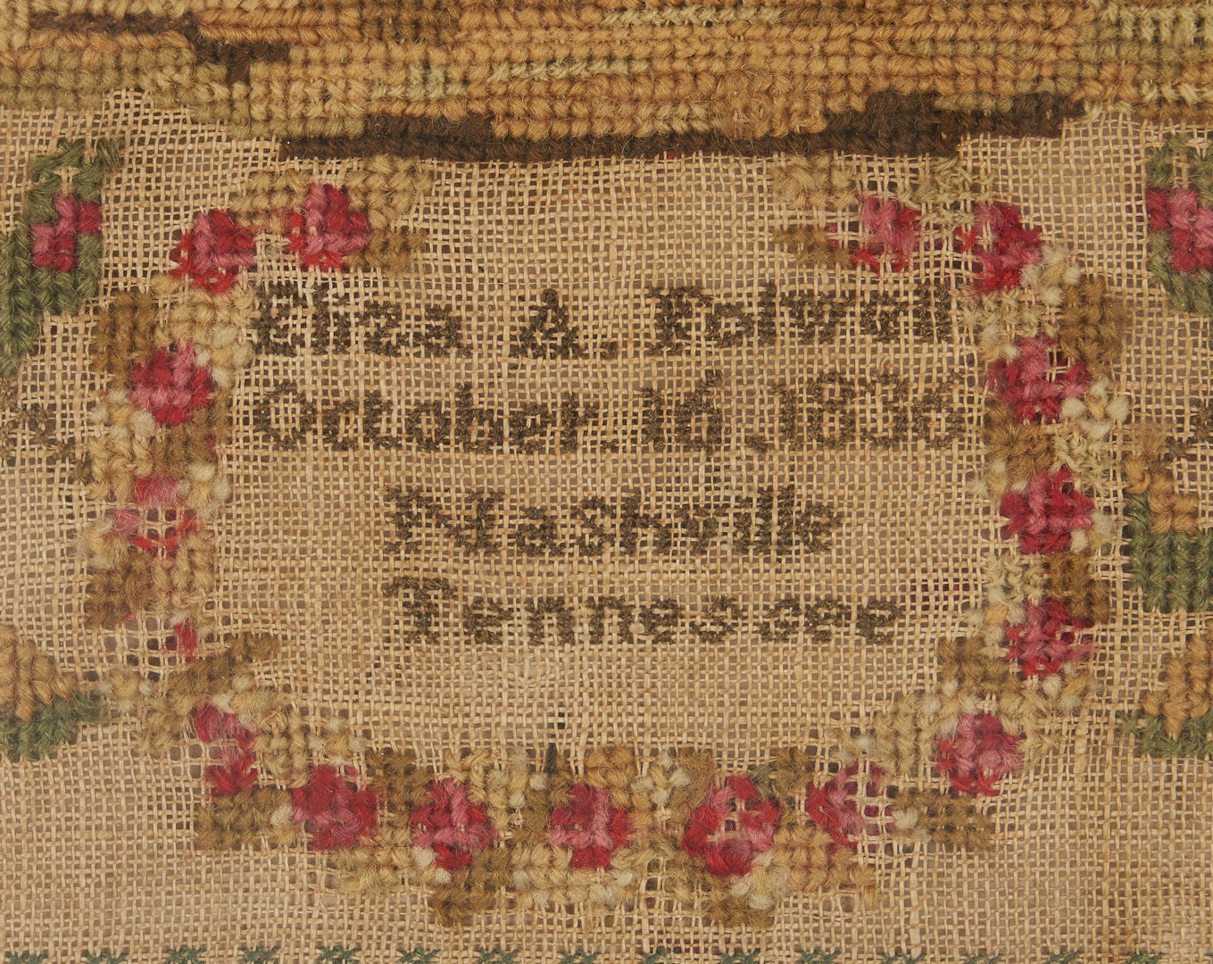 Lot 205: Nashville, Tennessee 1836 Sampler