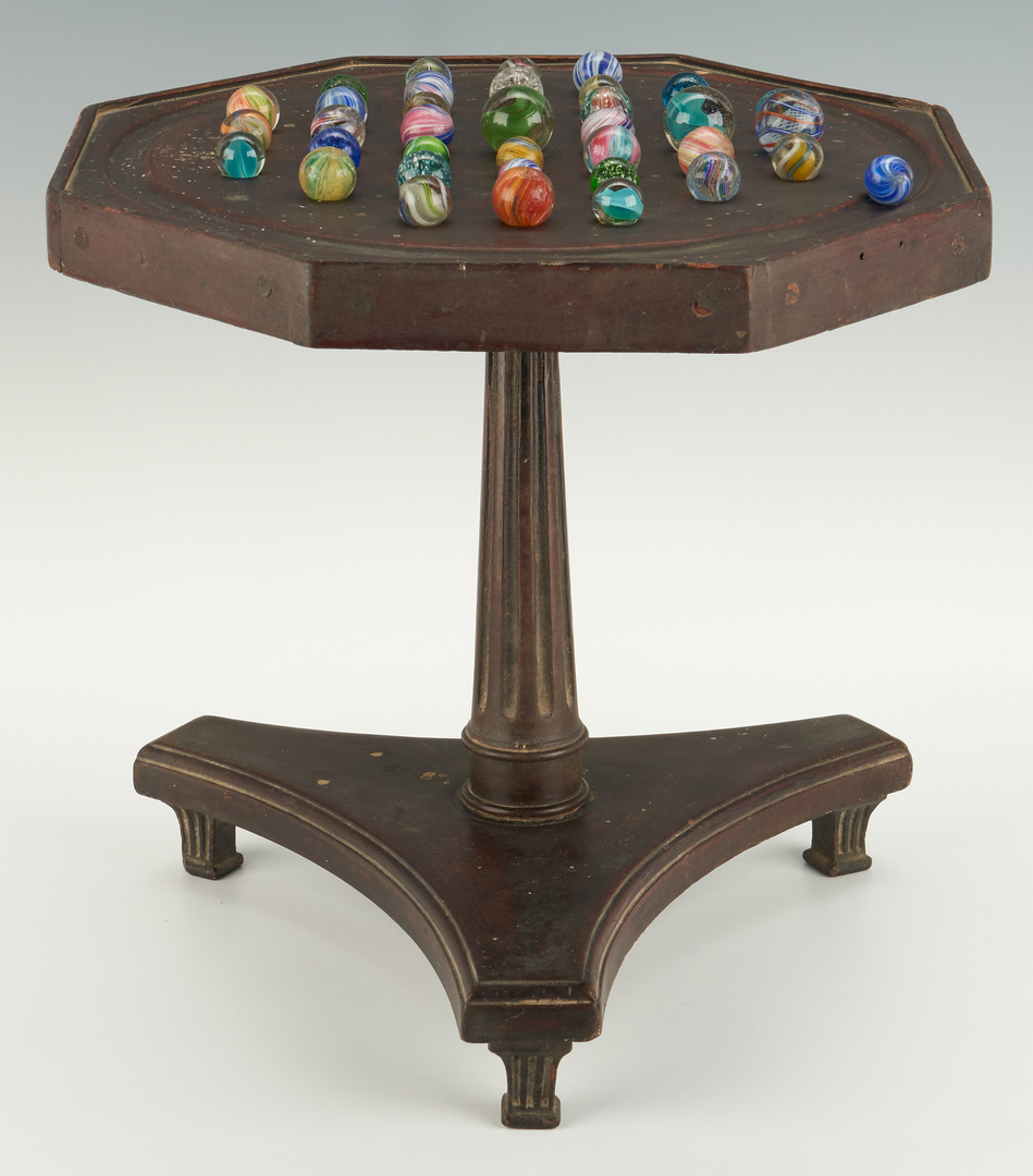 Lot 227: Solitaire Marble Game Table w/ Marbles