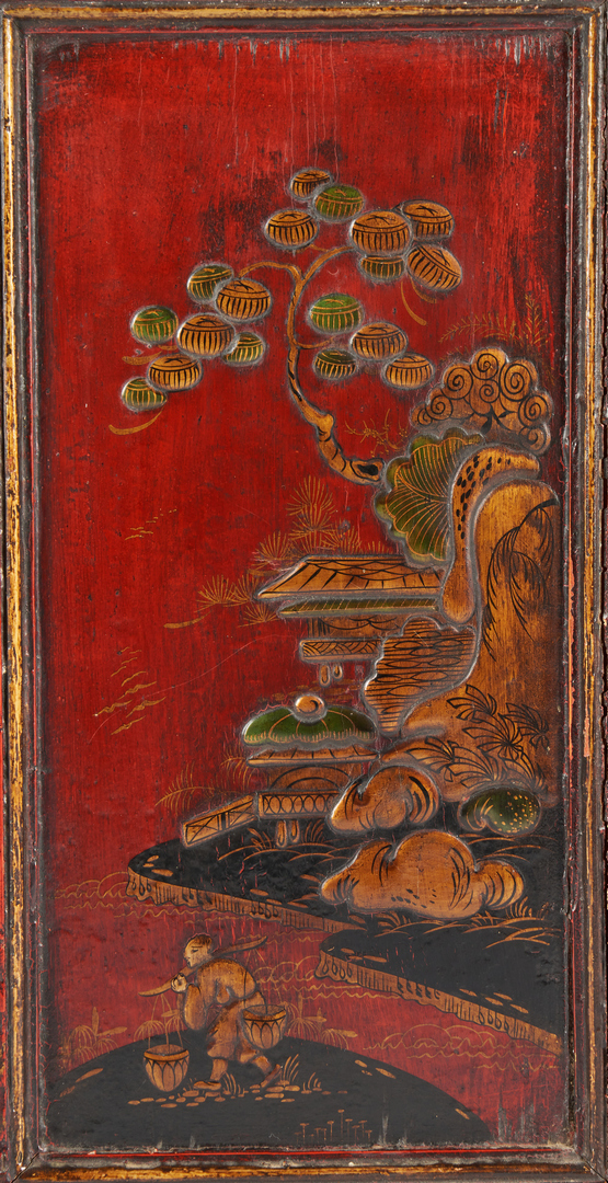Lot 235: Chinoiserie Red Lacquer Hanging Corner Cupboard