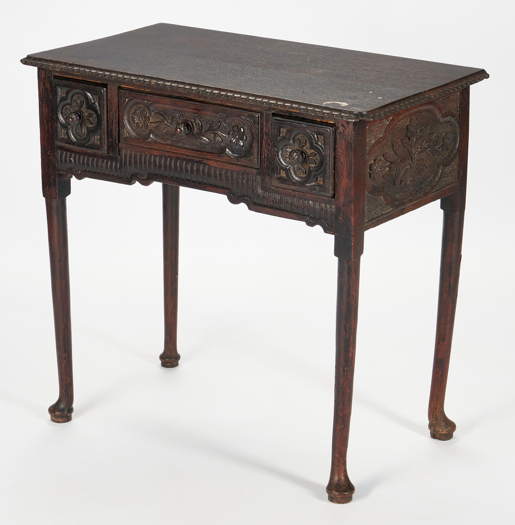 Lot 236: Carved English Spice Chest and Dressing Table