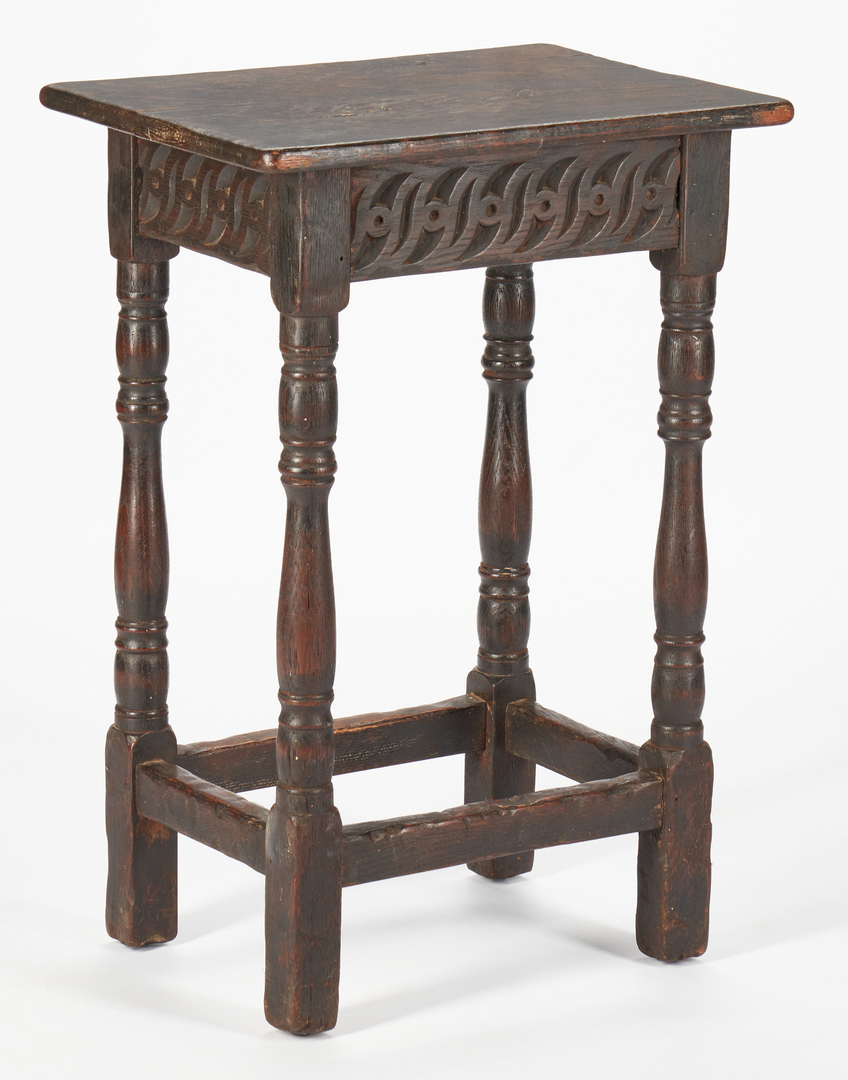 Lot 237: William & Mary English stretcher bench and table