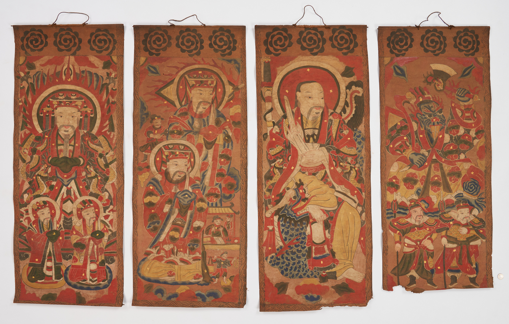 Lot 23: 9 Chinese Yao Ceremonial Temple Scroll Paintings