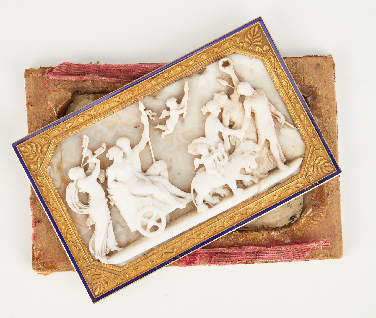 Lot 249: Miniature Chalcedony Classical Plaque, 18K Mounting