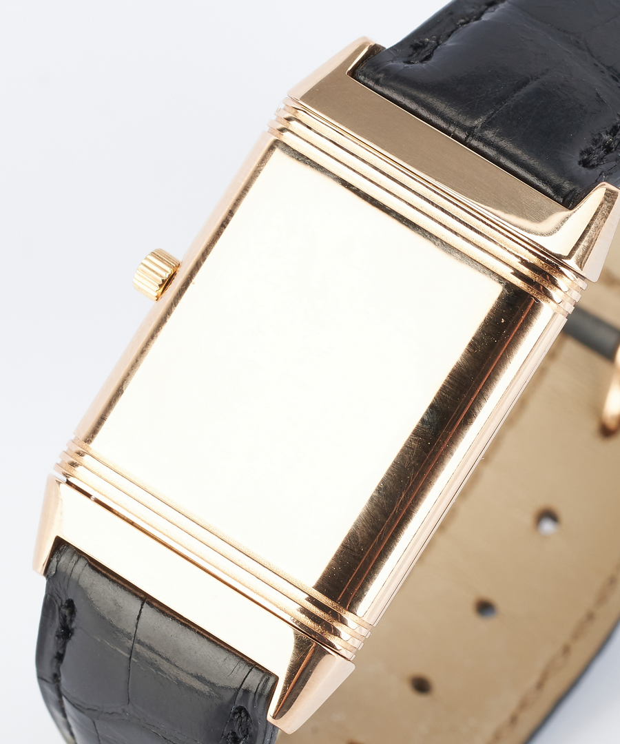 Lot 263: Jaeger LeCoultre 18K Rose Gold Reverso Wrist Watch