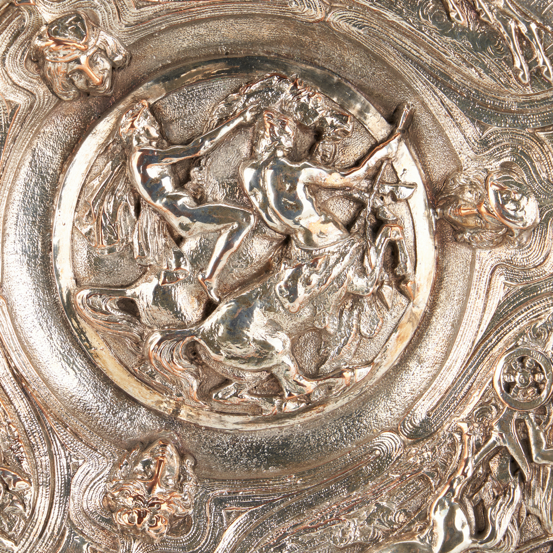 Lot 276: Continental Silver Salt Nef and Horse Motif plate