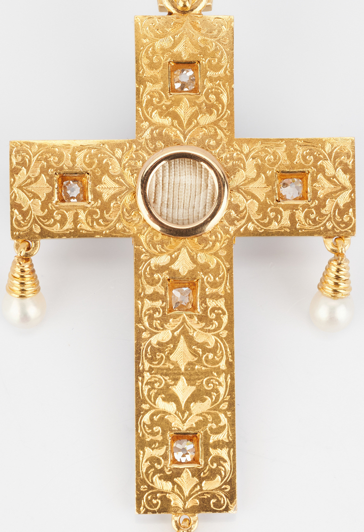 Lot 30: 18K Gold, Enamel, and Diamond Cross Pendant, 19th c.