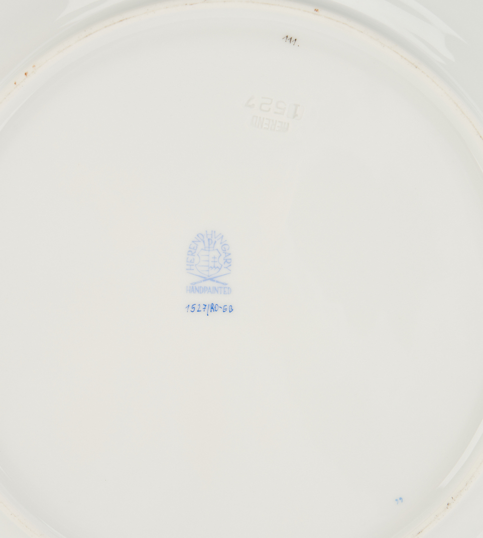 Lot 313: 24 Herend Rothschild Bird Blue Pattern Chargers, Soup Plates