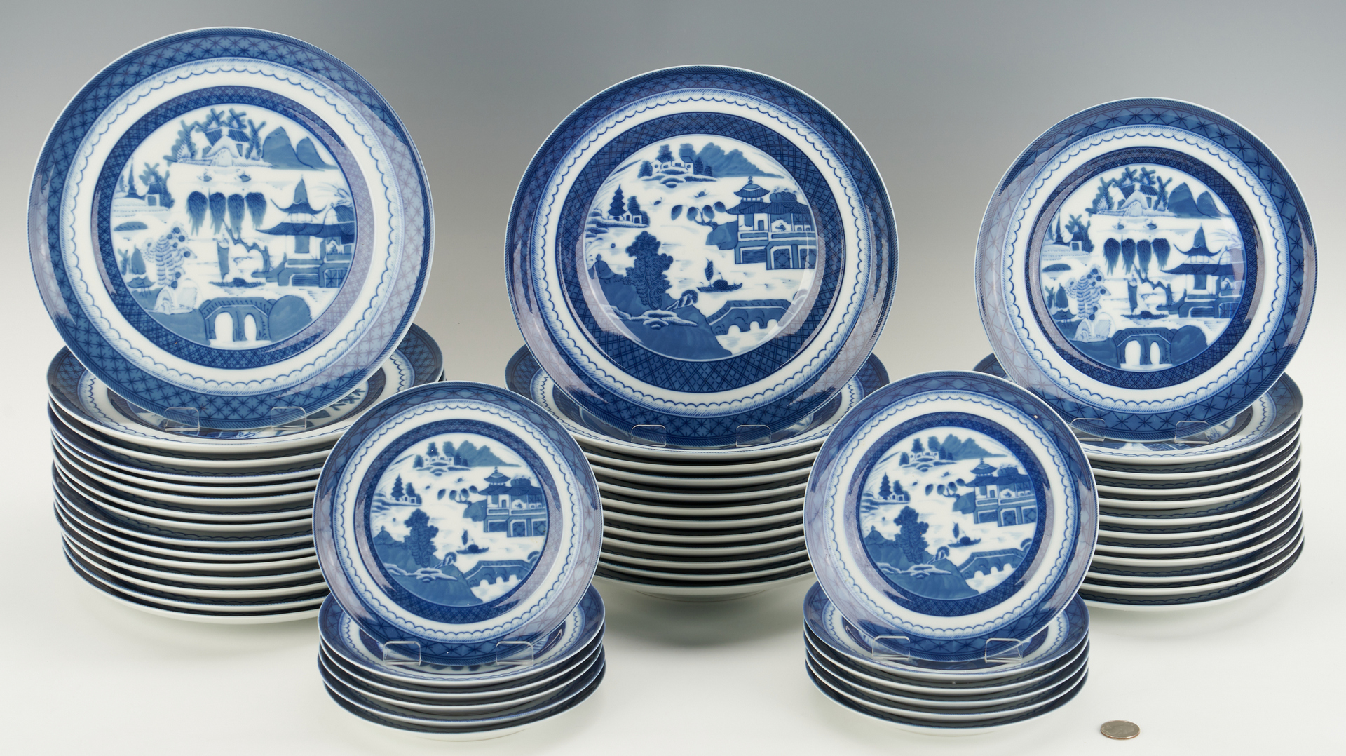 Lot 318: Mottahedeh Blue Canton Dinner Service for 12