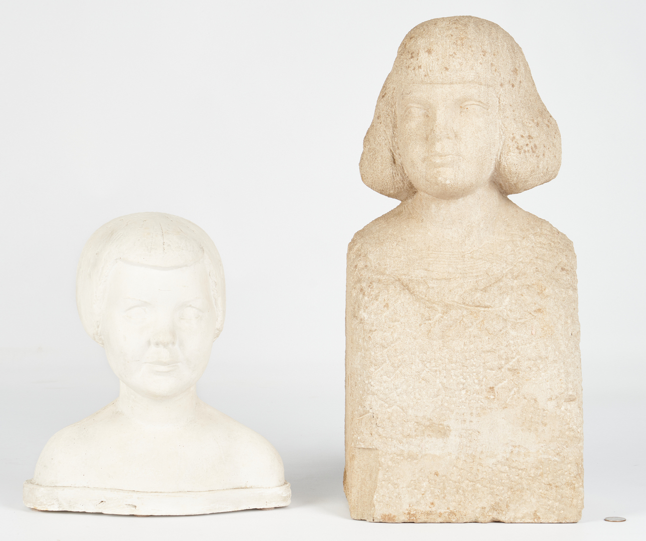 Lot 325: Puryear Mims Limestone Sculpture & Plaster Bust