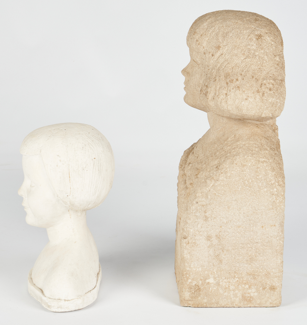 Lot 325: Puryear Mims Limestone Sculpture & Plaster Bust