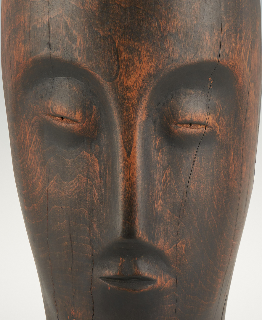 Lot 327: Olen Bryant Wood Sculpture of head