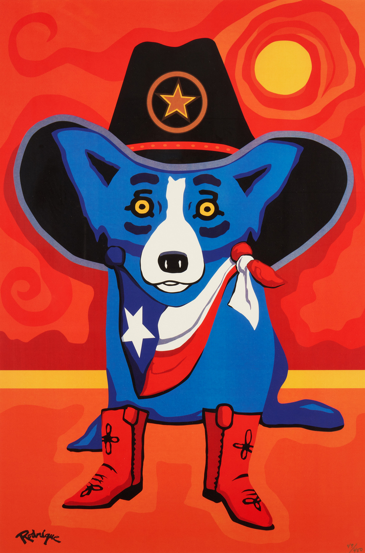 Lot 337: Rodrigue Blue Dog Estate Print, Take Me Back to Texas