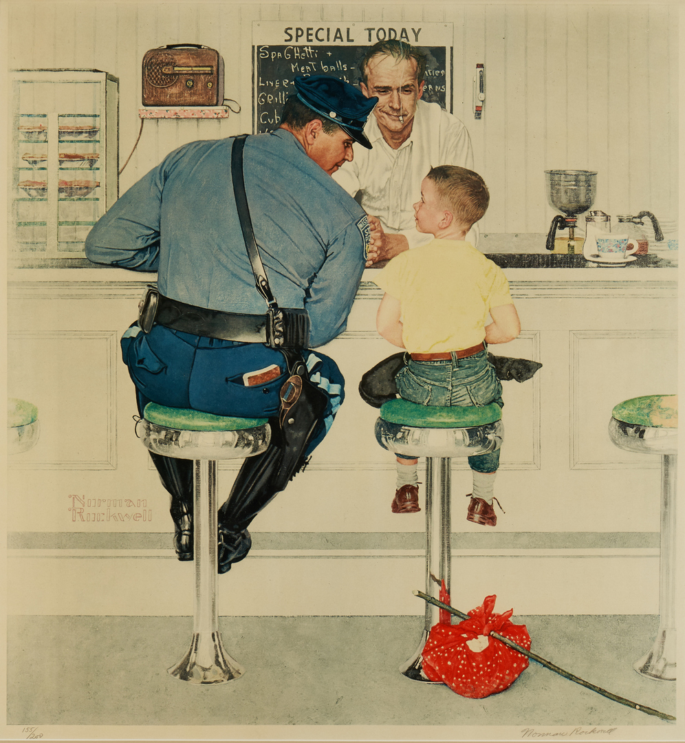 Lot 338: Norman Rockwell Signed Lithograph, The Runaway
