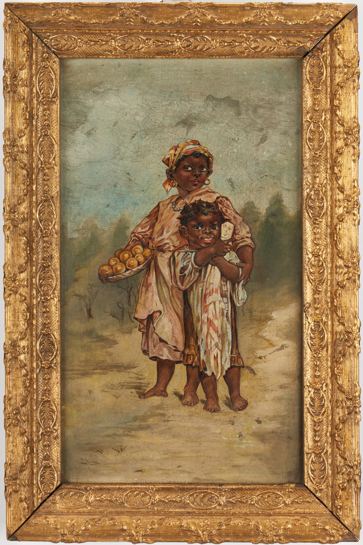 Lot 344: 2 Oil Paintings, incl. African American Portrait, Bluebonnets