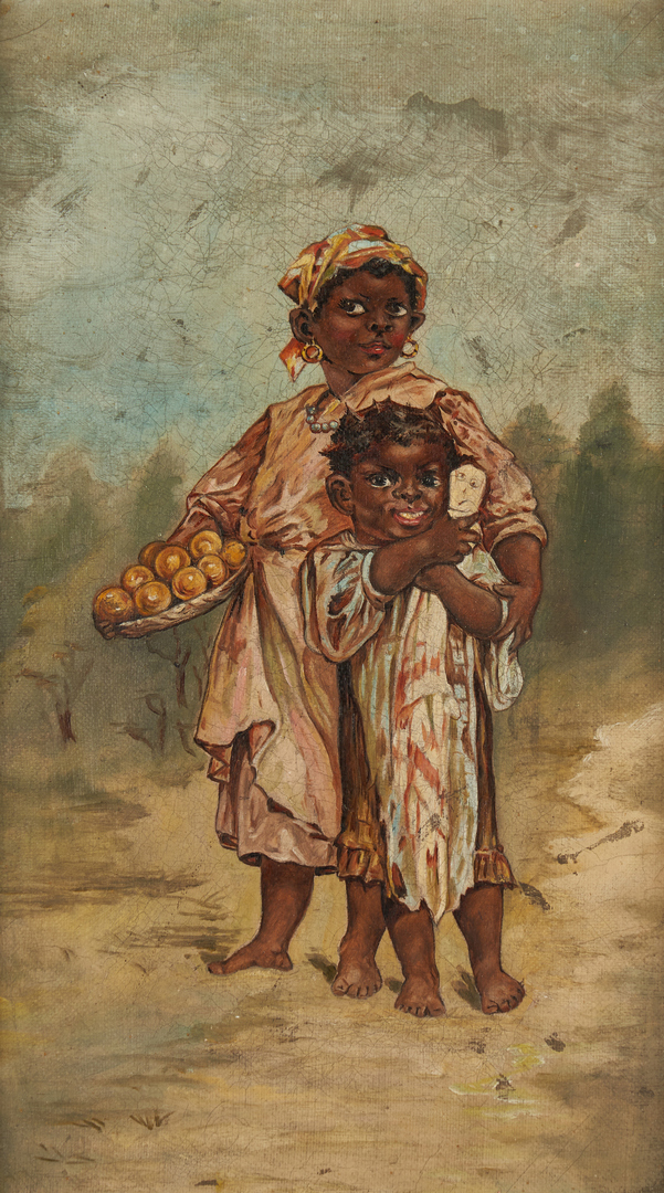 Lot 344: 2 Oil Paintings, incl. African American Portrait, Bluebonnets