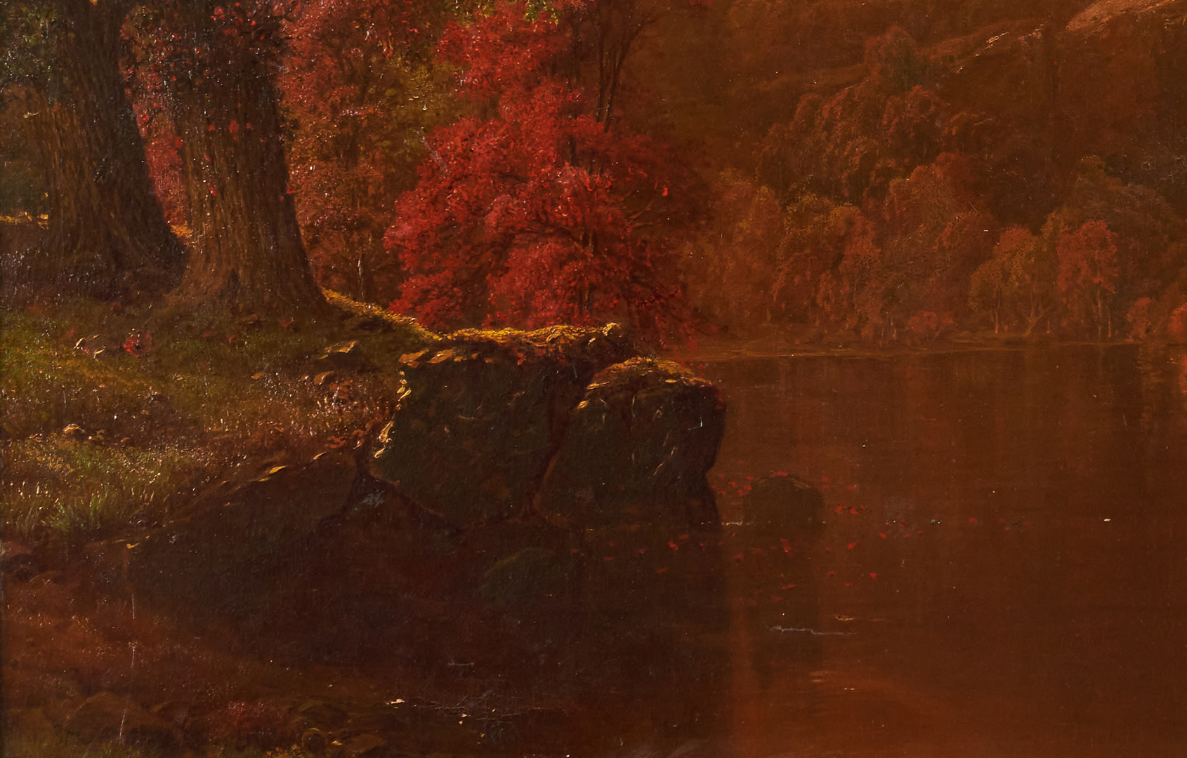 Lot 350: Hudson River School Autumn Landscape