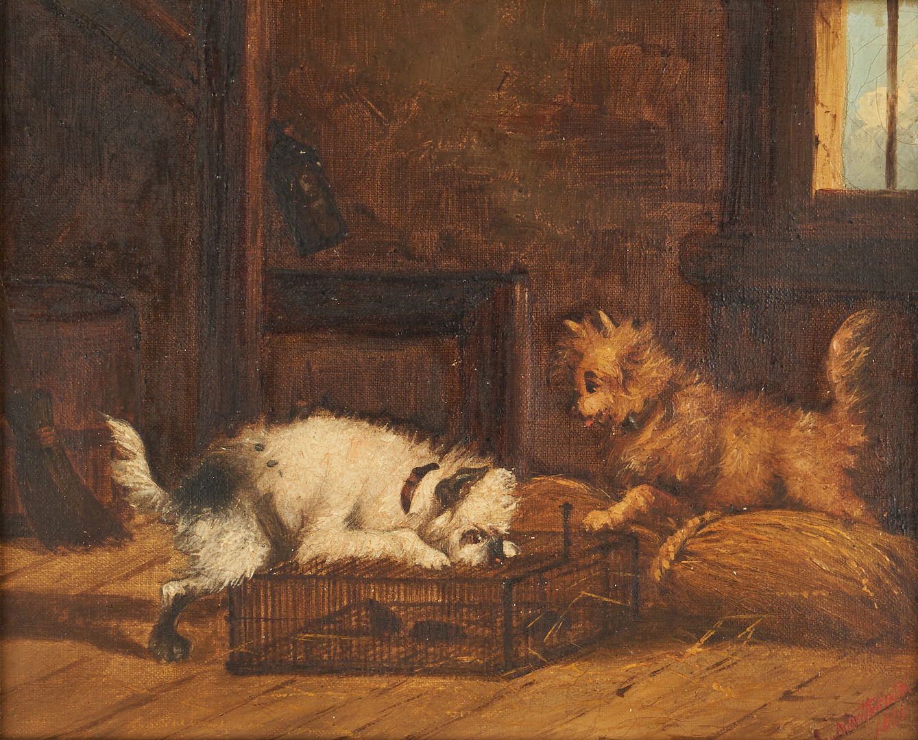 Lot 352: James Northcote O/C painting of dogs