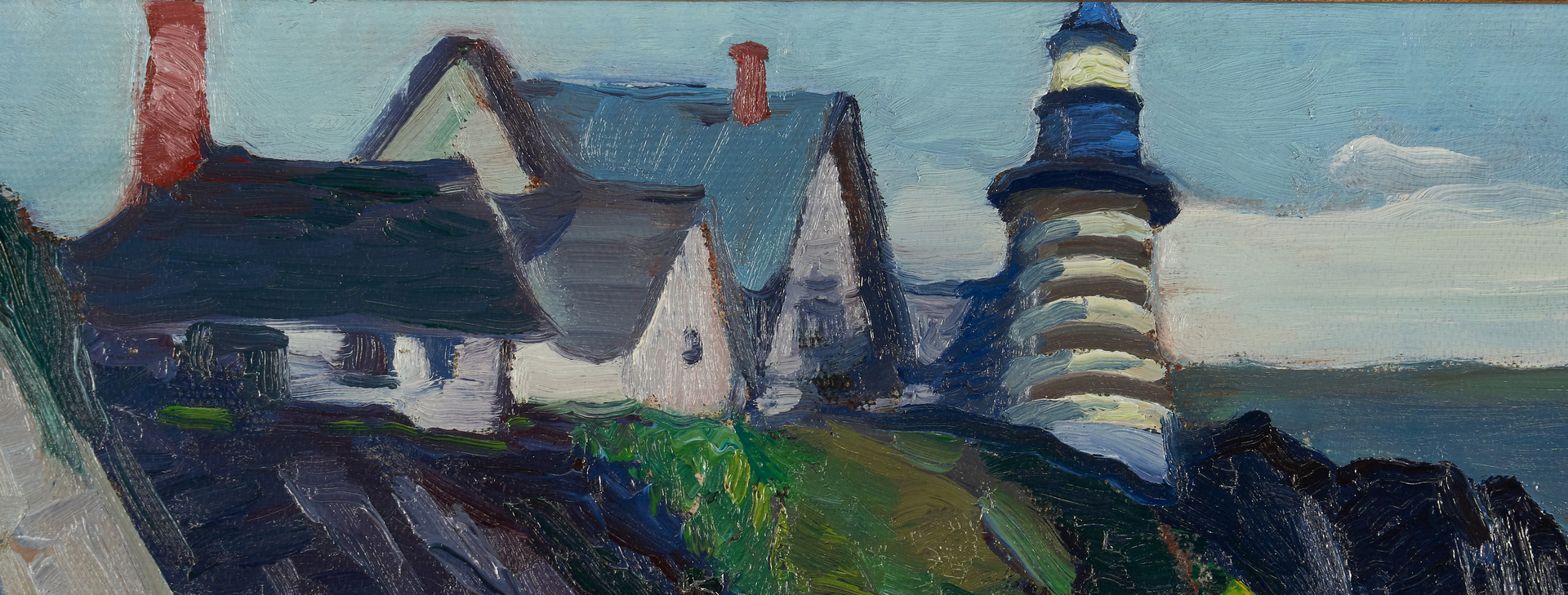 Lot 355: George Pearse Ennis O/C, West Quoddy Head Lighthouse, Maine