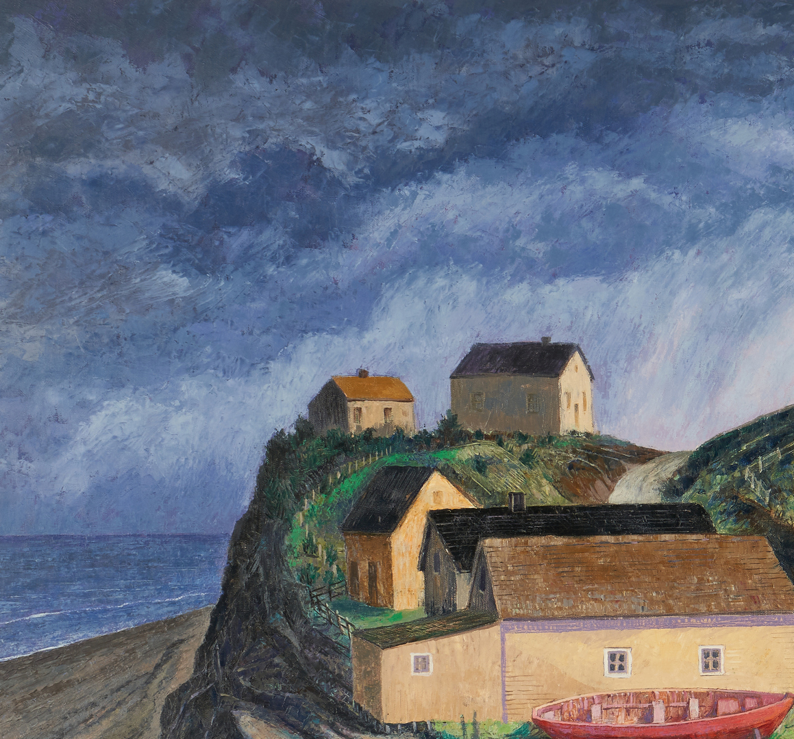Lot 356: William Grauer O/C Painting, Seaside Village