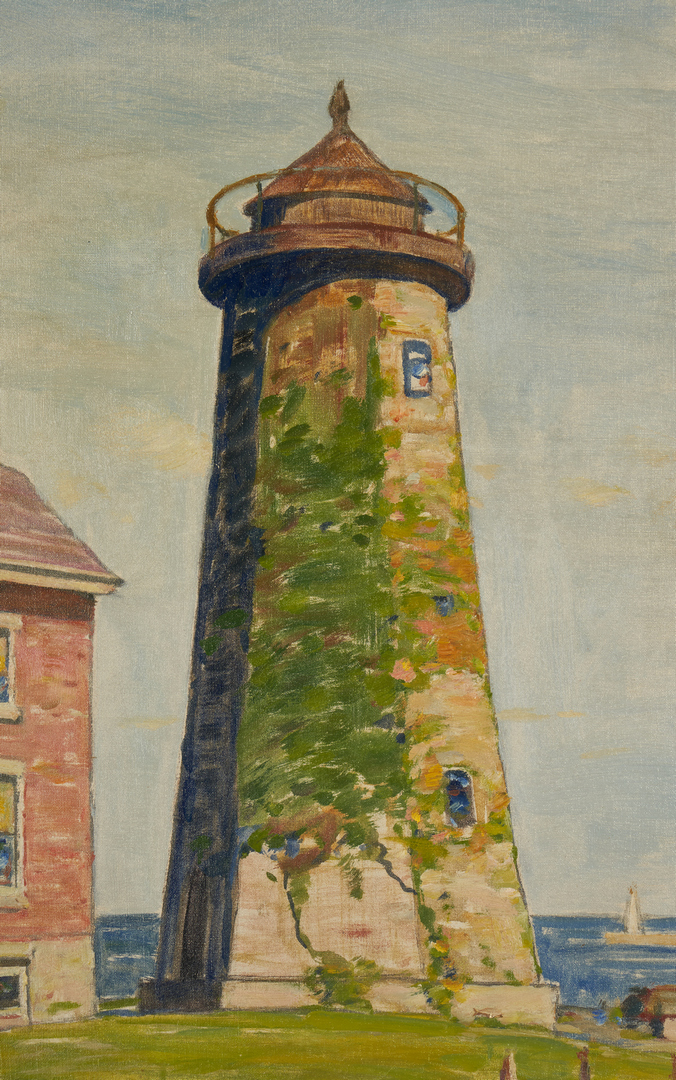 Lot 359: John Inglis O/C, Marine Painting w/ Lighthouse