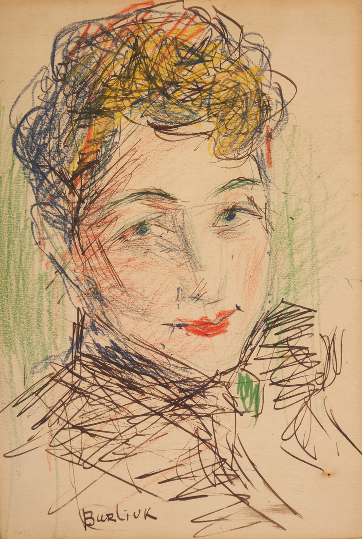 Lot 370: David Burliuk Drawing, Portrait of a Lady