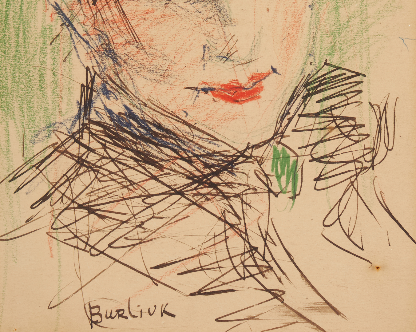 Lot 370: David Burliuk Drawing, Portrait of a Lady