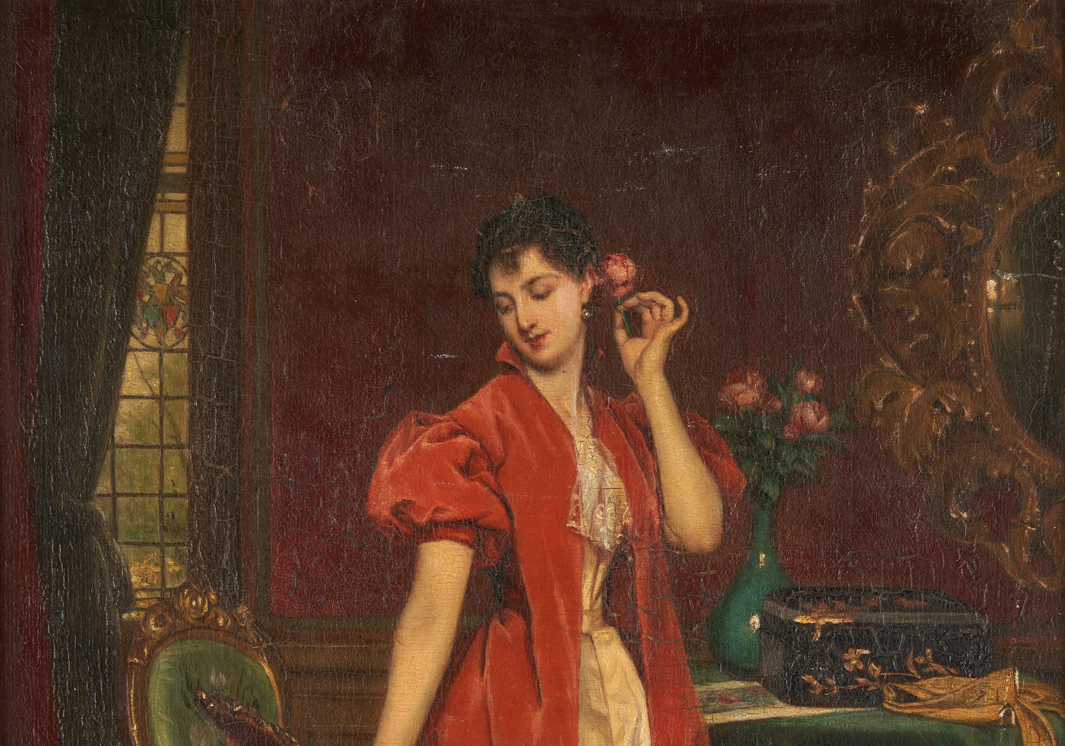 Lot 379: Attr. Louis Tannert O/P, Young Woman with Mirror