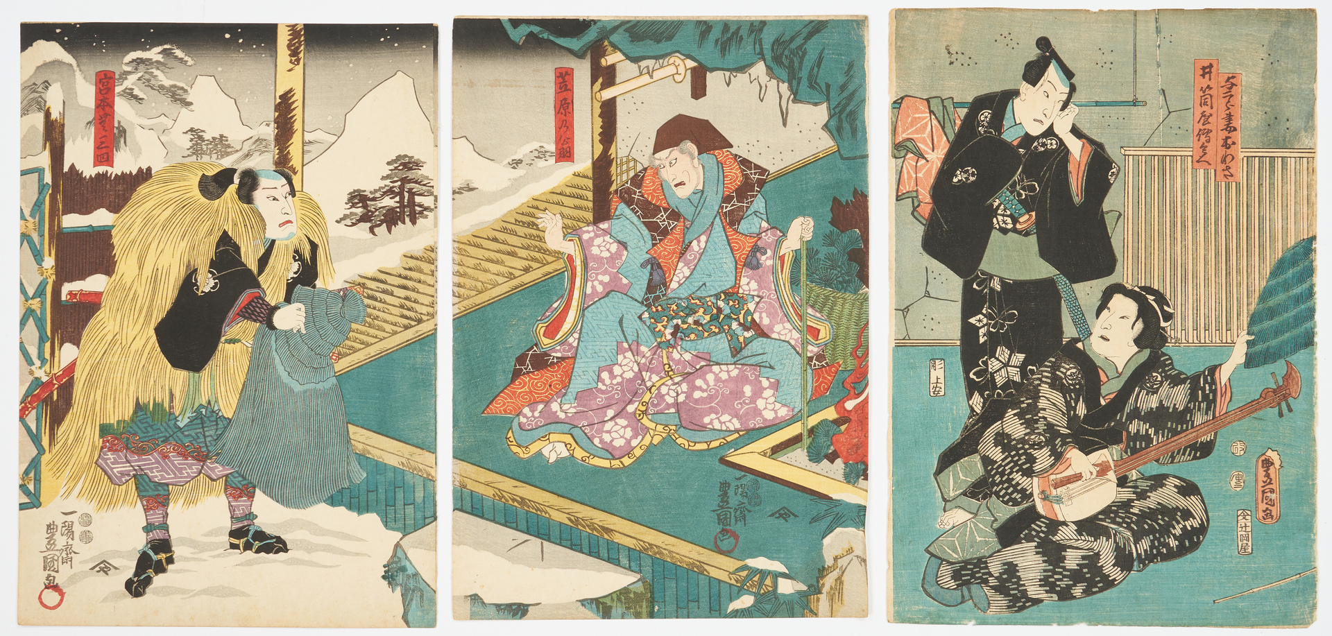 Lot 381: 7 Utagawa Kunisada/Toyokuni III Woodblock Prints