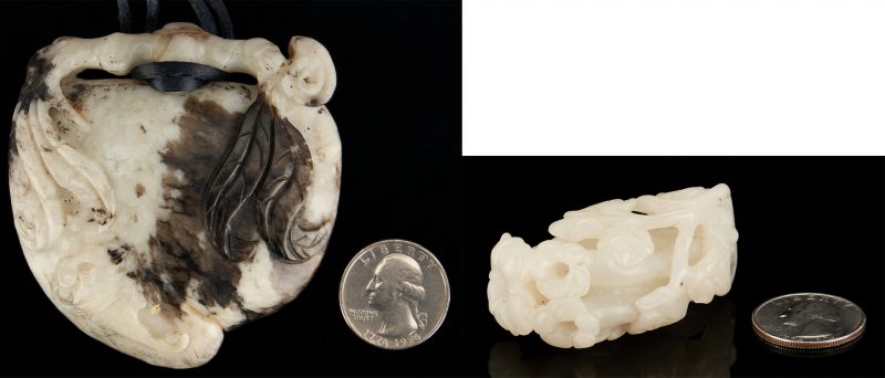 Lot 391: 2 Chinese Carved Jade Items, incl. White Jade