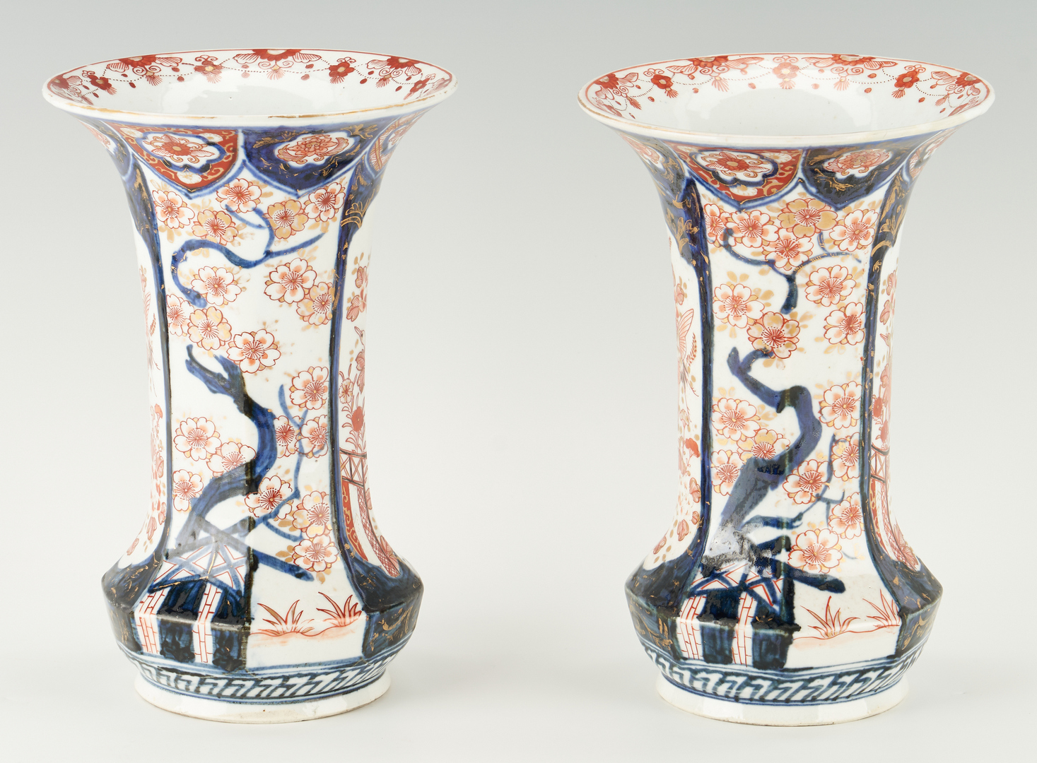 Lot 396: Pair of Imari Porcelain Vases, Boat and Square Dishes