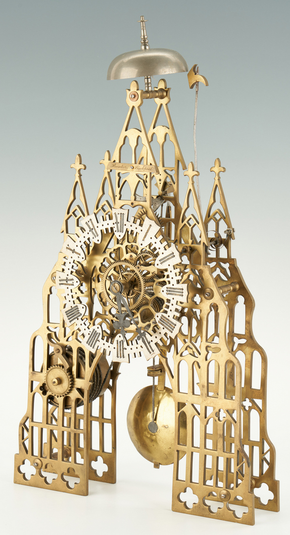 Lot 398: 19th. Century English Skeleton Clock