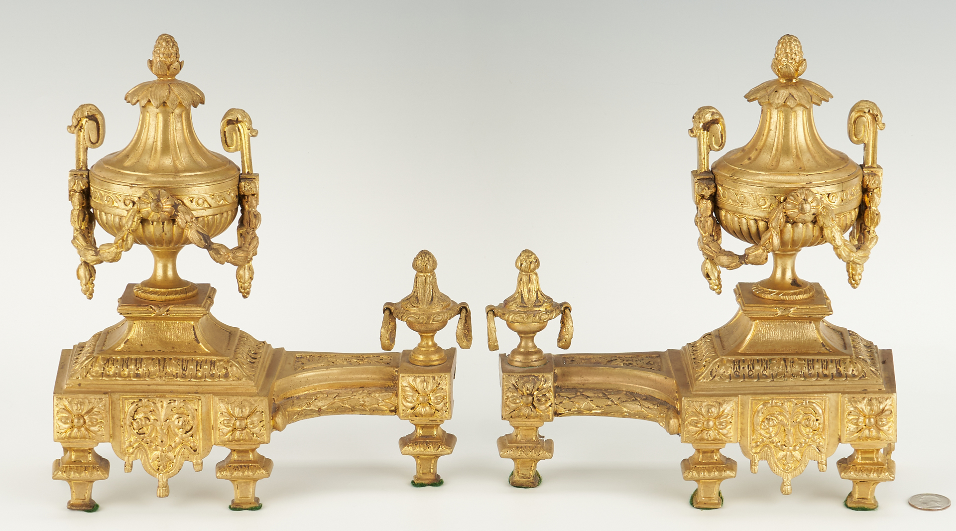 Lot 402: Pair French Gilt Bronze Chenets
