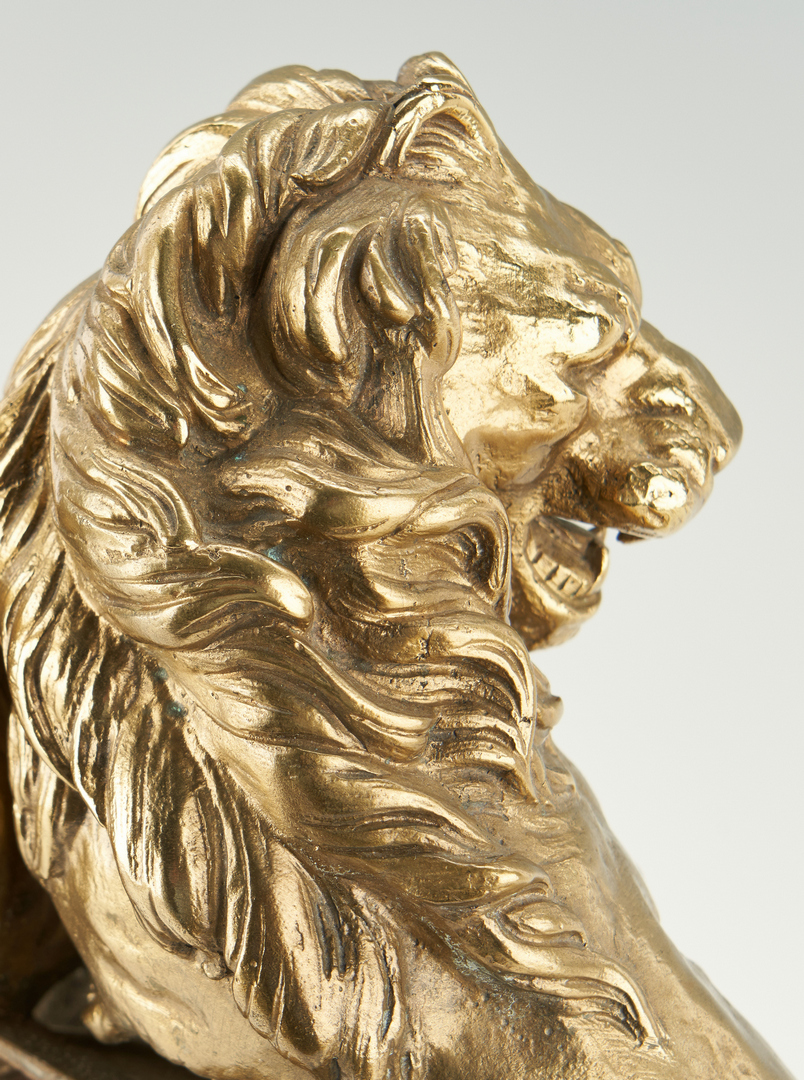 Lot 403: Gilt Bronze Lion Figural Fireplace Chenets