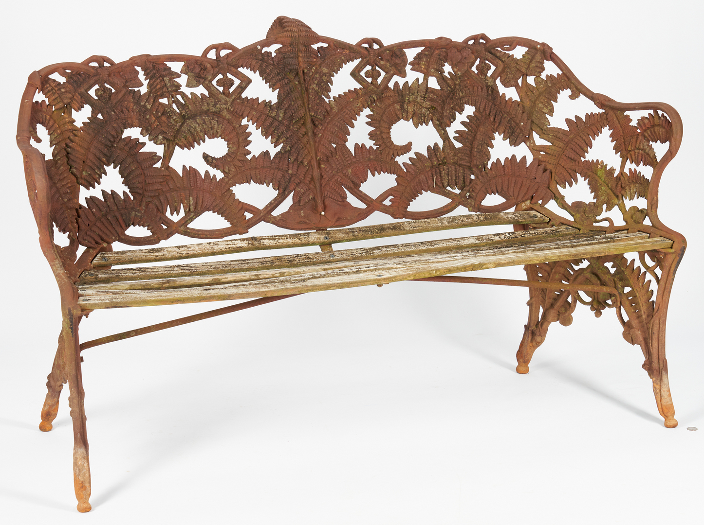 Lot 407: Near Pair Cast Iron Garden Benches, 1 signed
