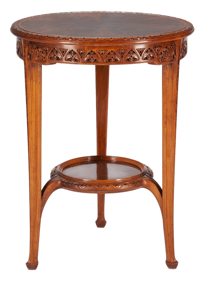 Lot 409: Majorelle Signed Art Nouveau Round Aubepine Table