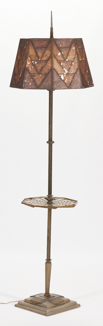 Lot 411: Art Deco Floor Lamp w/ Mica Shade