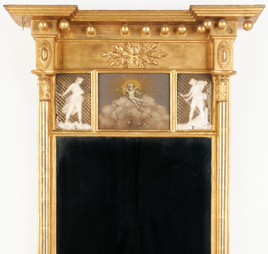Lot 420: Sheraton Mirror with Pate sur Pate Panels