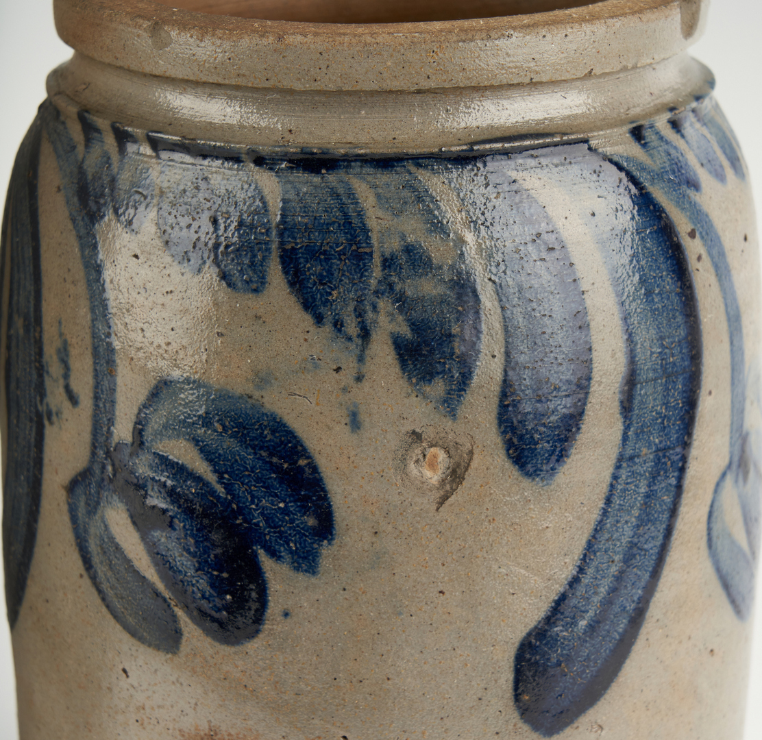Lot 455: 2 Cobalt decorated jars, 1 poss. Baltimore