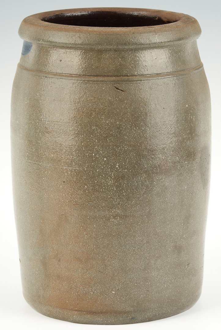Lot 459: Bearsville, West Virginia Riggs Cobalt Decorated Stoneware Jar