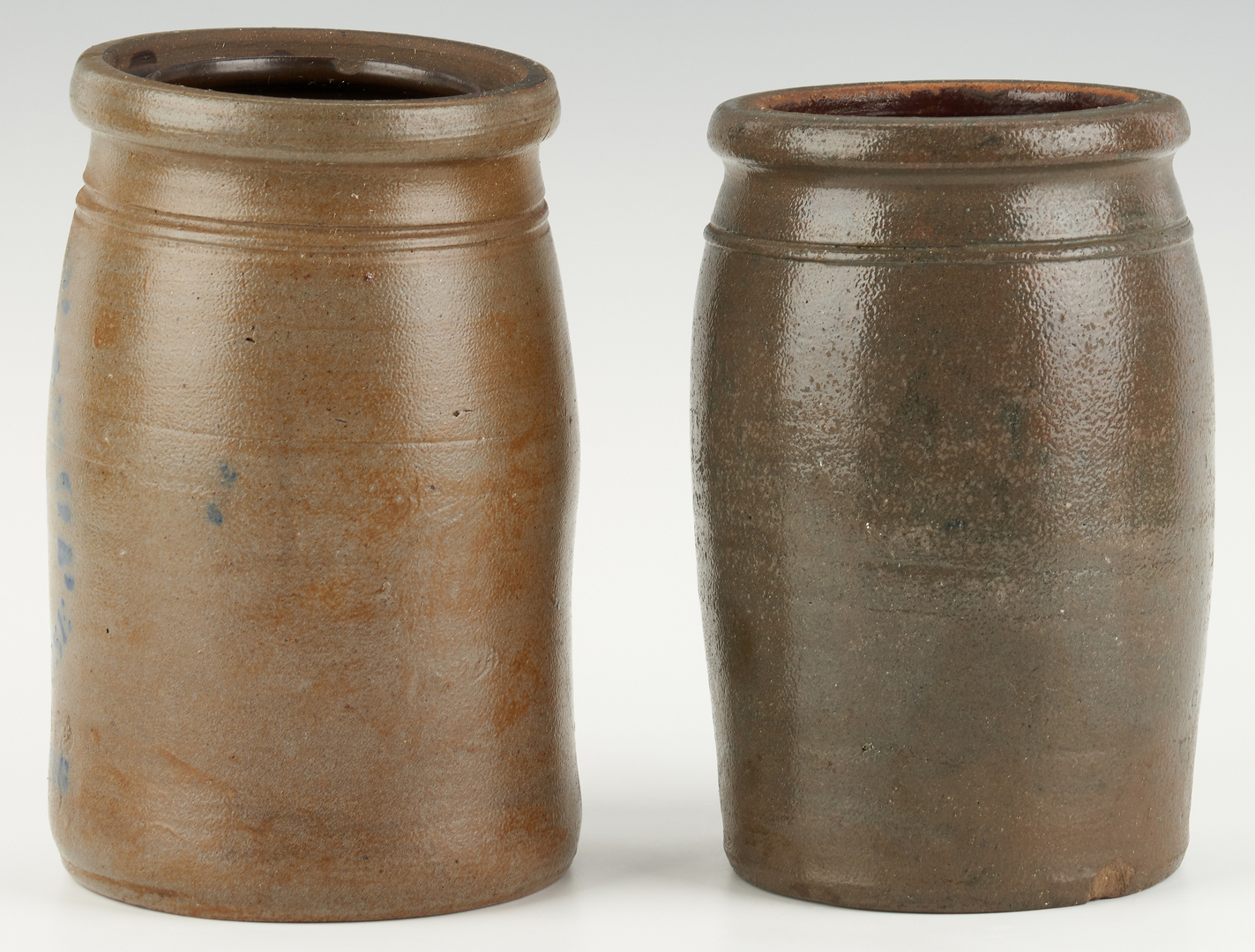 Lot 460: 2 W. VA Stoneware Jars, incl. Frazier, Staats