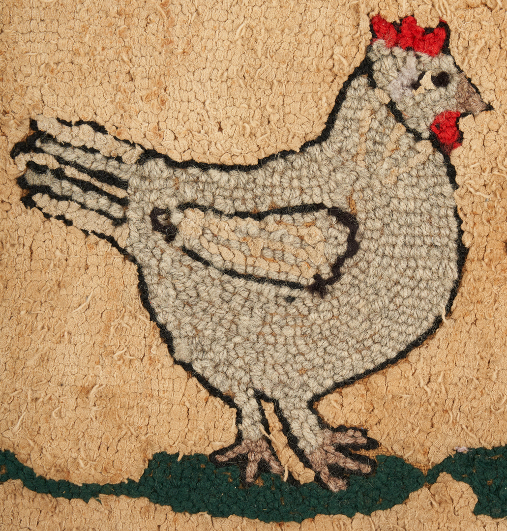 Lot 471: 4 Hooked Rugs inc. Cats, Chickens