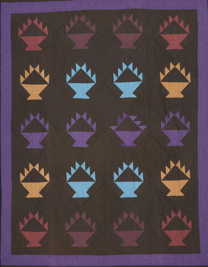 Lot 475: Amish Basket or "Hands" Quilt, multiple colors