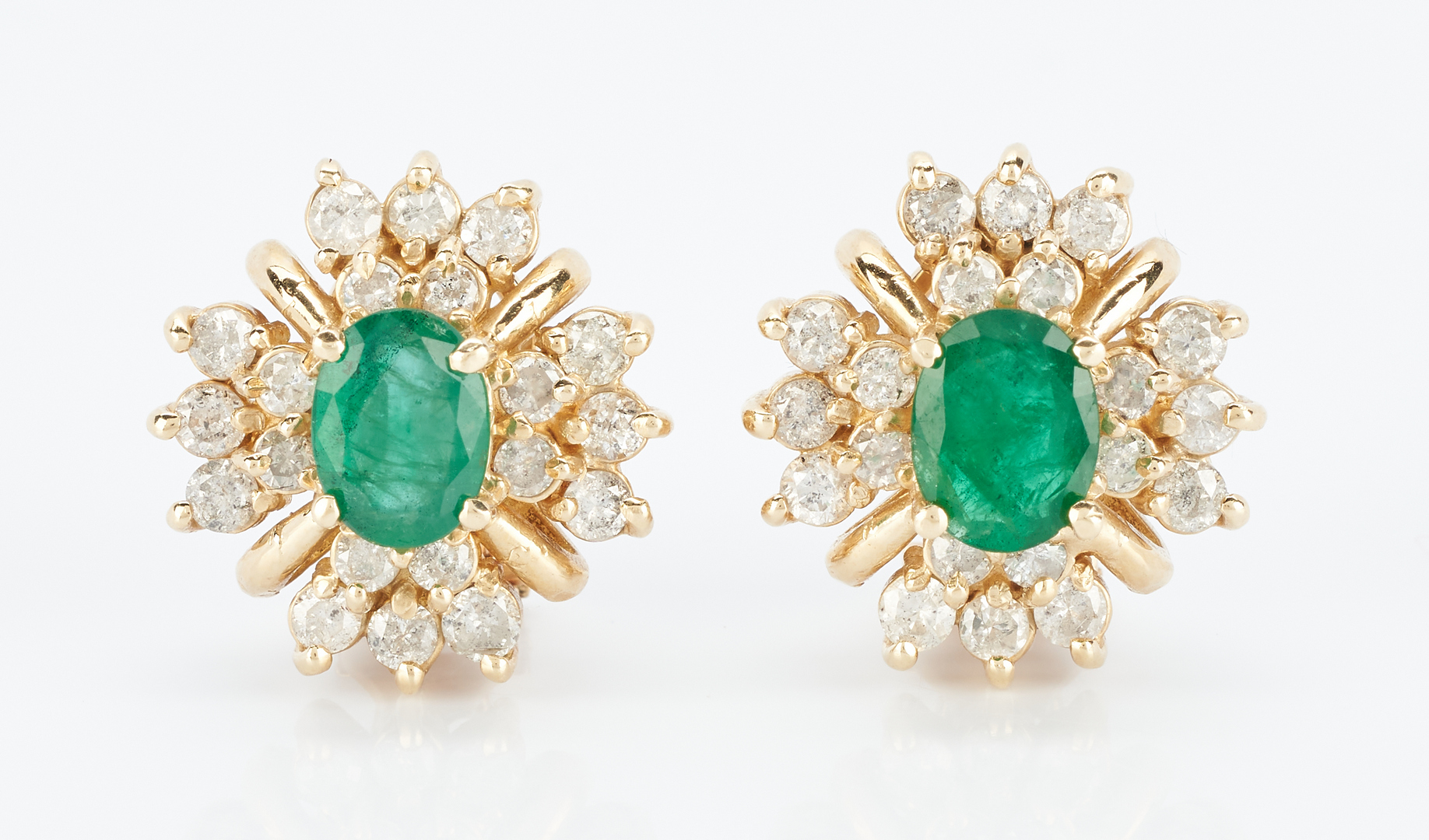 Lot 486: 14K Emerald & Diamond Set, Ring and Earrings