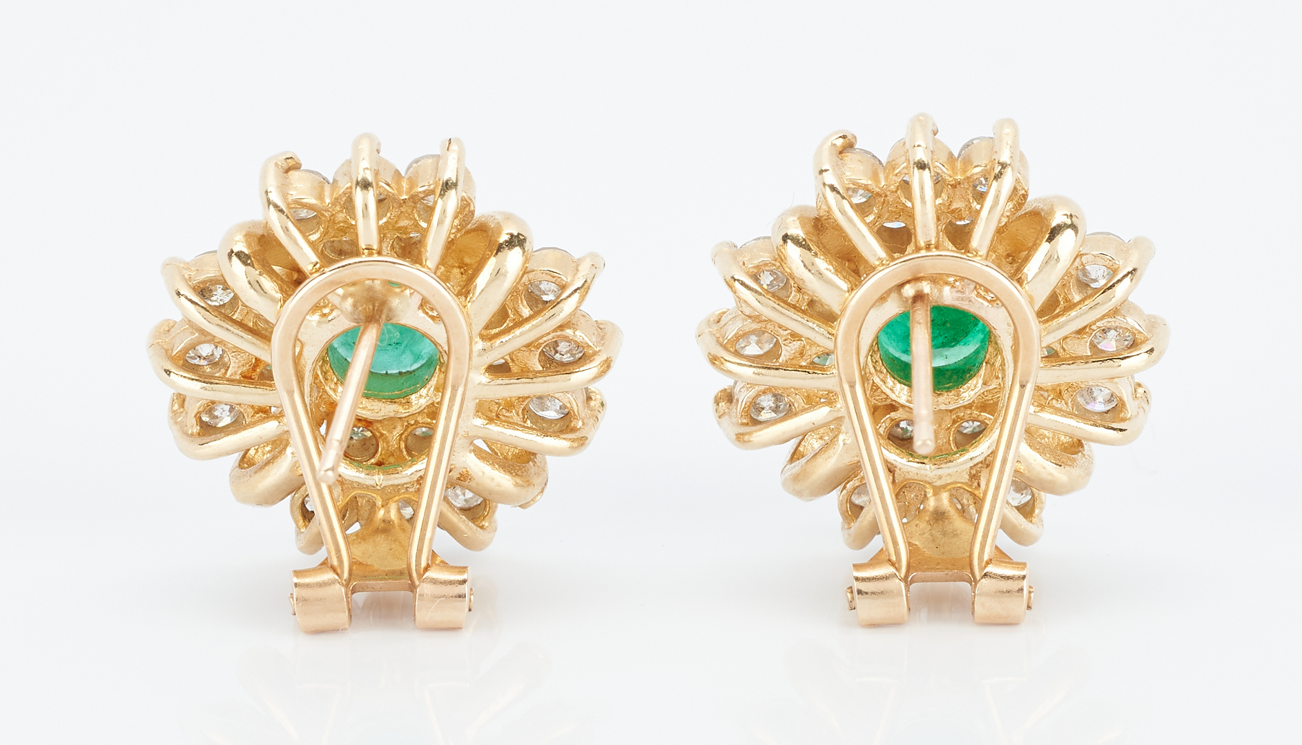 Lot 486: 14K Emerald & Diamond Set, Ring and Earrings