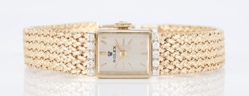 Lot 499: Ladies Vintage 14K & Diamond Rolex Dress Watch