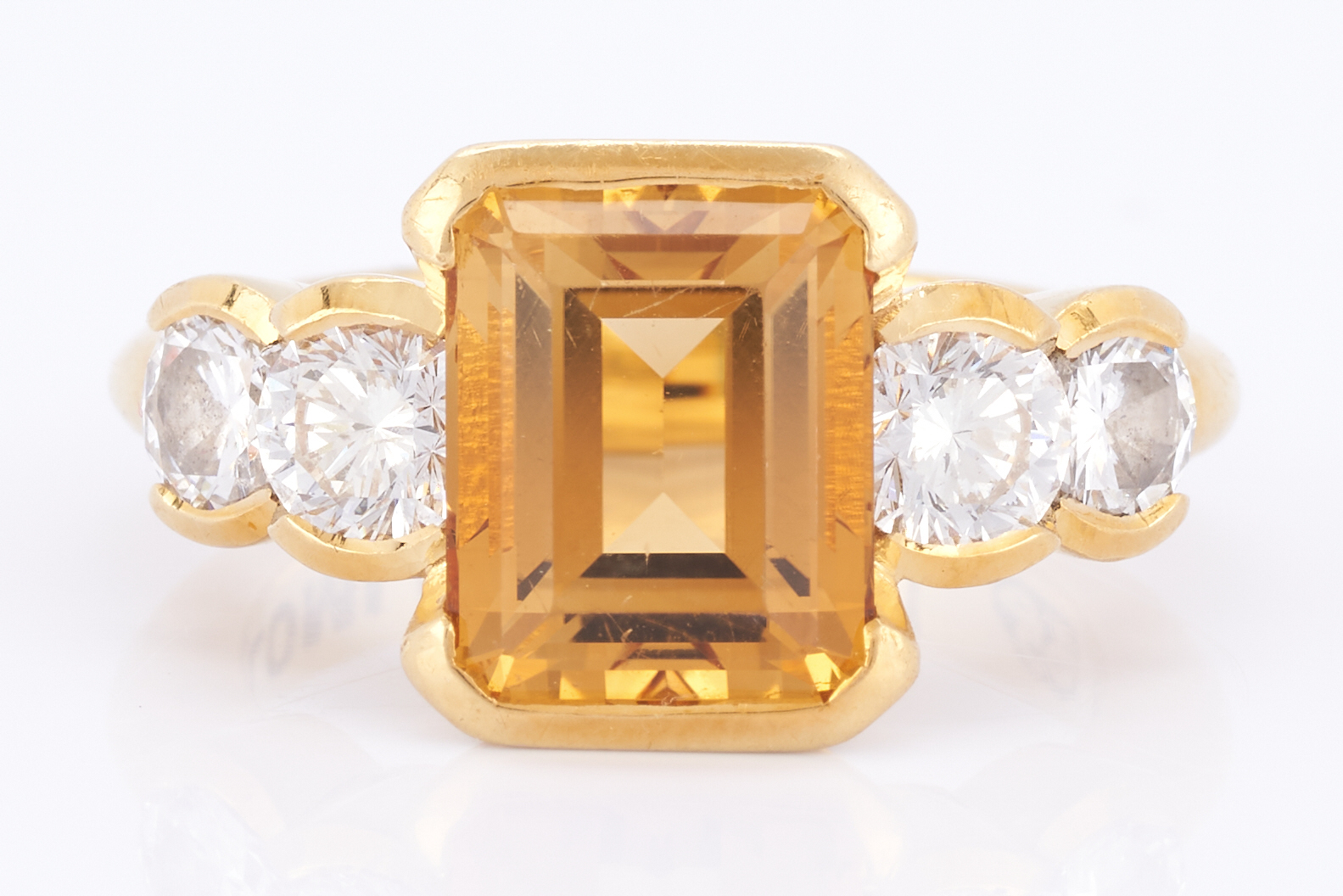 Lot 509: 18K Citrine Diamond Fashion Ring