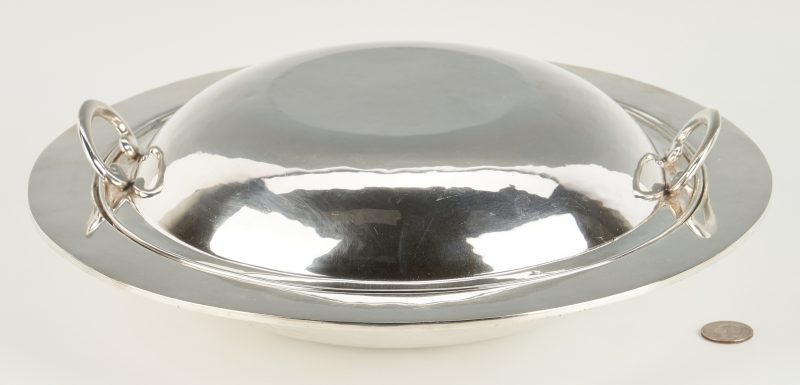 Lot 517: Mexican Sterling Silver Entree Dish, 58 oz