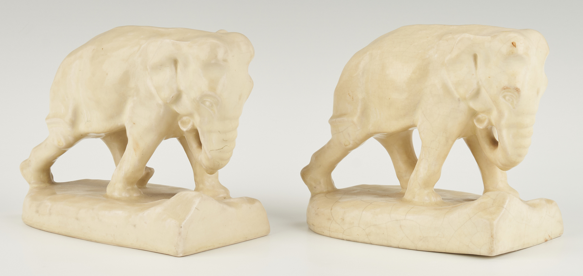 Lot 536: 4 Pcs. Rookwood Art Pottery,  incl. Elephant Bookends